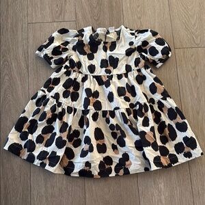 Baby Gap girls leopard print puff sleeve tiered dress size 4 years